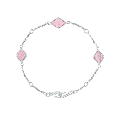 Sterling Silver Rose Quartz Adjustable Bracelet, Three Wishes