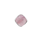 A front-view image of Juraster's Sterling Silver Rose Quartz Stud Earring, Adventure, crafted from Fairmined sterling silver and hand-cut rose quartz.