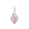 A front-view image of Juraster’s Sterling Silver Rose Quartz Earring Charm, Adventure, crafted from Fairmined sterling silver and a hand-cut rose quartz.