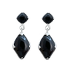 A front-view image of a pair of Juraster's Sterling Silver Black Onyx Stud Earrings and Charms, Adventure, crafted from Fairmined sterling silver and hand-cut black onyx.