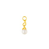 A front-view image of Juraster’s 9ct Gold Akoya Pearl Drop Earring Charm, Beachcomber, crafted from Fairmined yellow gold and a responsibly-farmed pearl.