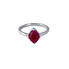 A front-view image of Juraster's Limited Edition Sterling Silver Stacking Ring in Red Quartz, Lodestone, crafted from Fairmined sterling silver and hand-cut red quartz.