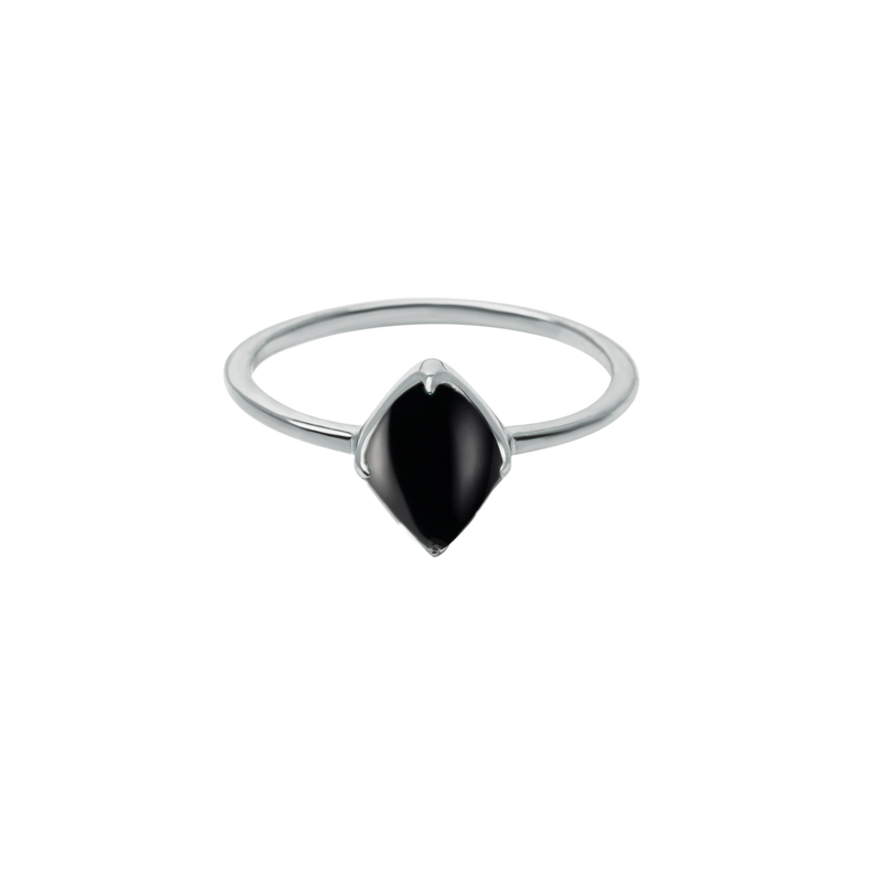 Sterling Silver Stacking Ring in Black Onyx, Lodestone