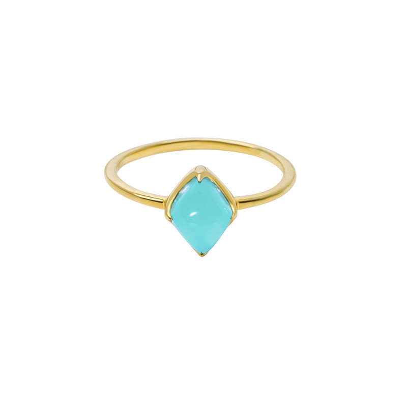 9ct Gold Stacking Ring in Persian Blue Turquoise, Lodestone