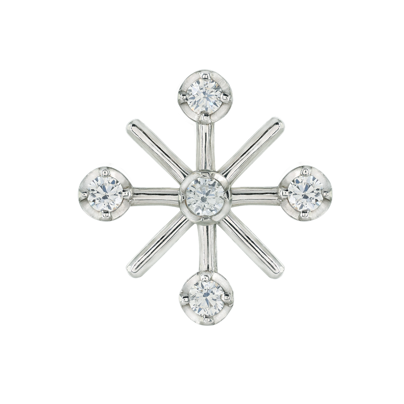 9ct White Gold Diamond Earring Jacket, Snowflake