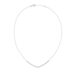 A flat-lay image of Juraster’s 9ct White Gold Diamond Adjustable Necklace, Voyager, crafted from Fairmined 9ct white gold and conflict-free diamonds, with an extended chain.